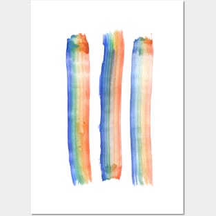 Rainbow brush strokes Posters and Art